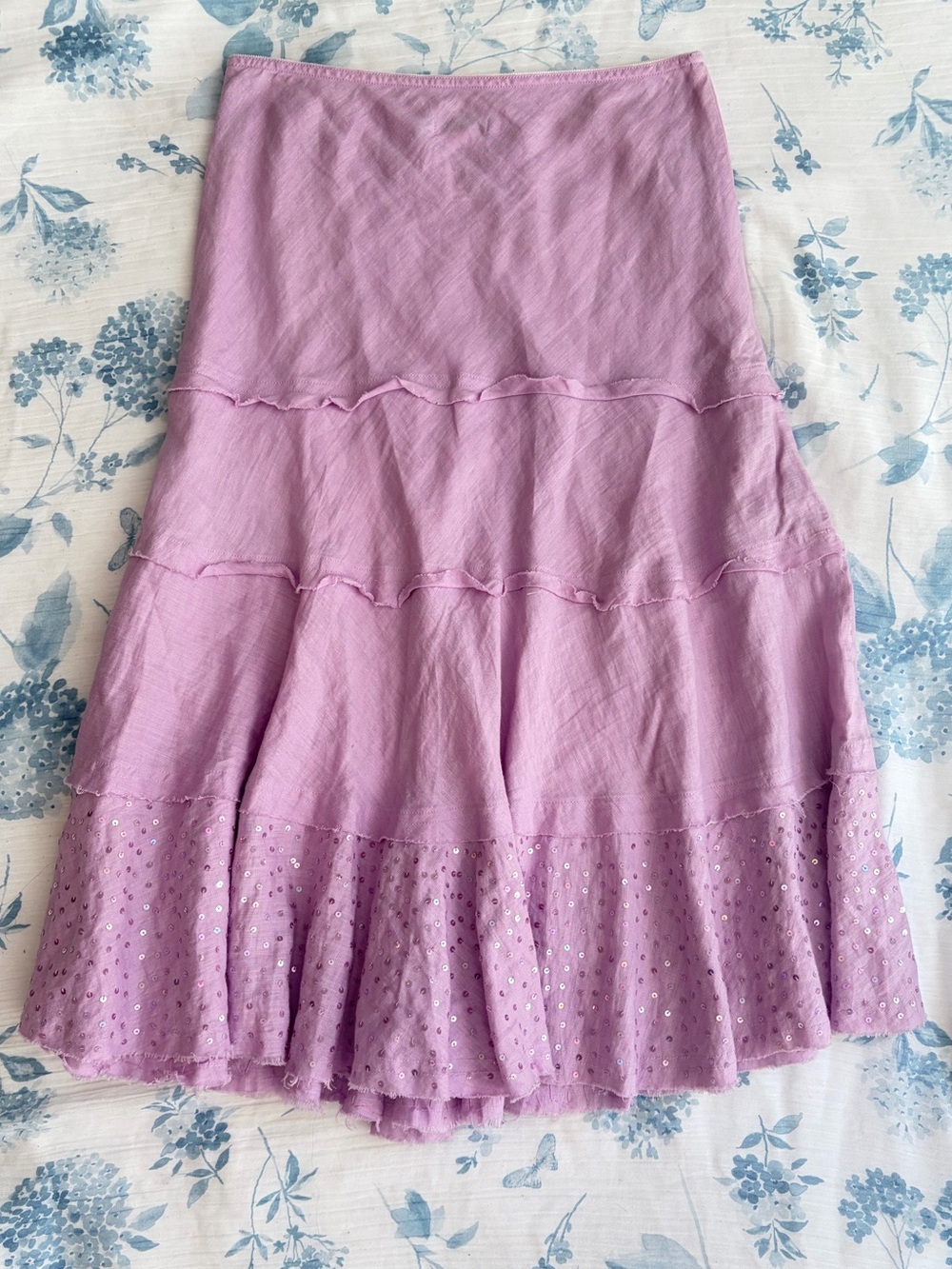 Jigsaw Lilac Tiered Eyelet Midi Skirt